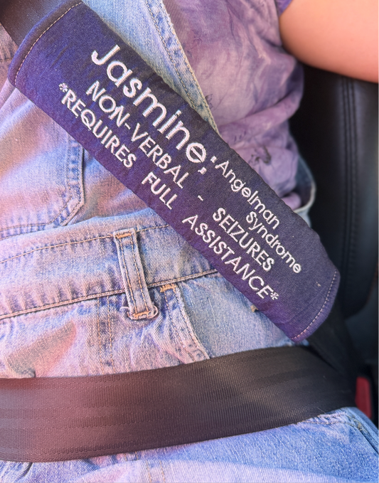 Personalized medical alert  seatbelt cover